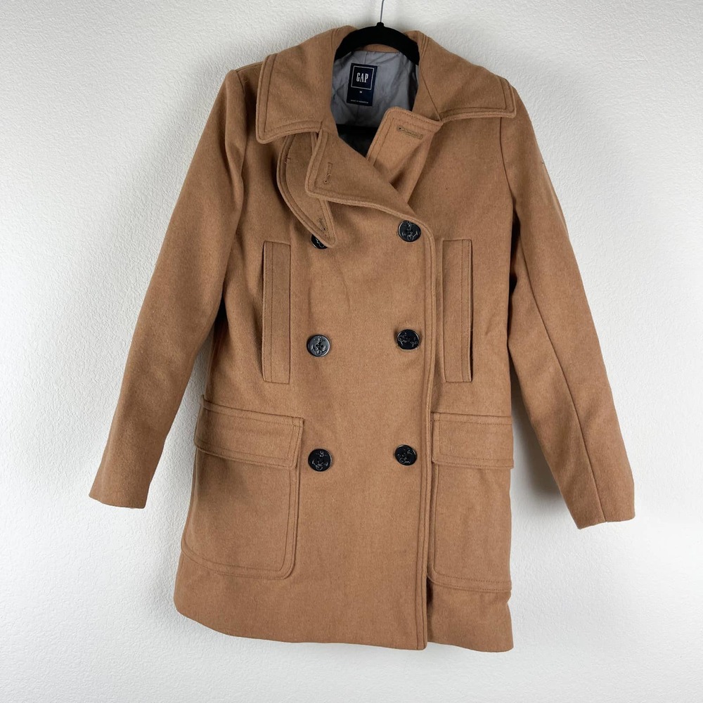 GAP Camel Wool Blend Pea Coat